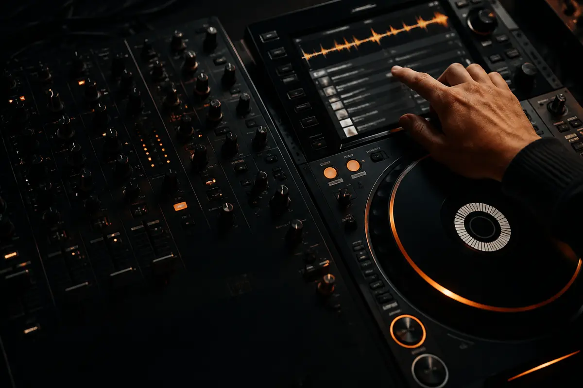 Wybieranie muzyki na profesjonalnym odtwarzaczu DJ